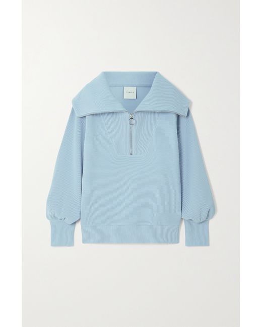 Varley Vine Ribbed Cotton-blend Jersey Sweatshirt Light