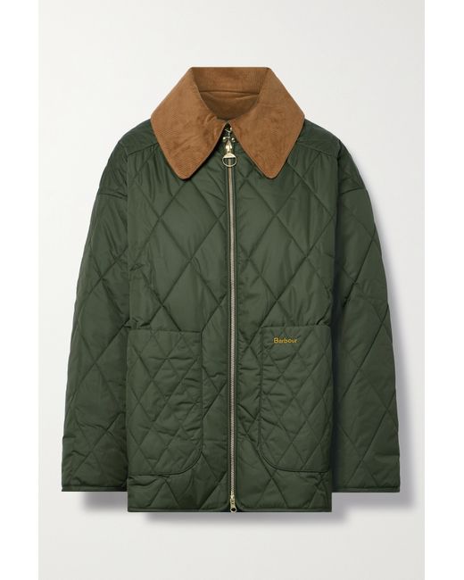 Barbour Woodhall Cotton Corduroy-trimmed Quilted Padded Recycled Shell Jacket