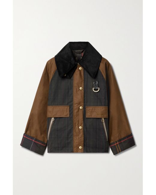 Barbour Catton Spey Corduroy-trimmed Checked Waxed-cotton Jacket