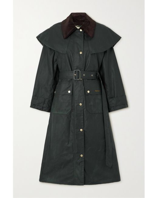 Barbour Fellbak Cape-effect Coated Cotton Belted Coat