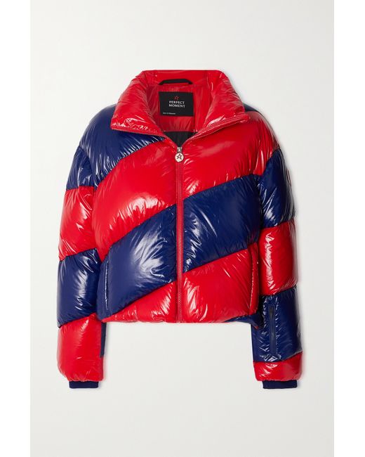 Perfect Moment Super Mojo Striped Quilted Glossed Down Jacket