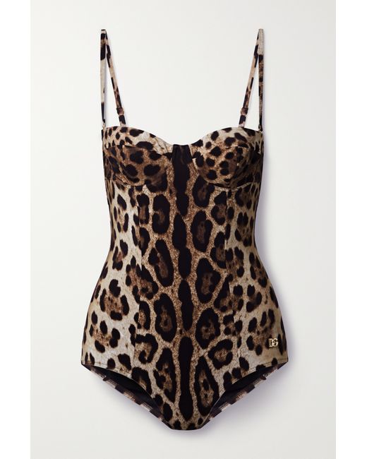 Dolce & Gabbana Cutout Leopard-print Underwired Swimsuit Leopard print