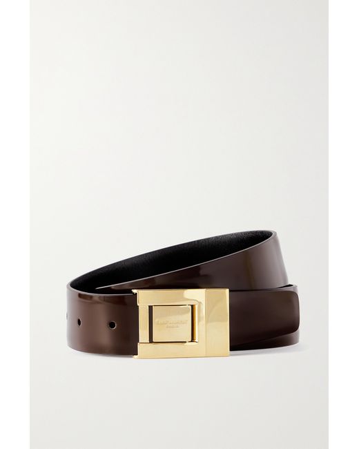 Saint Laurent Glossed-leather Belt