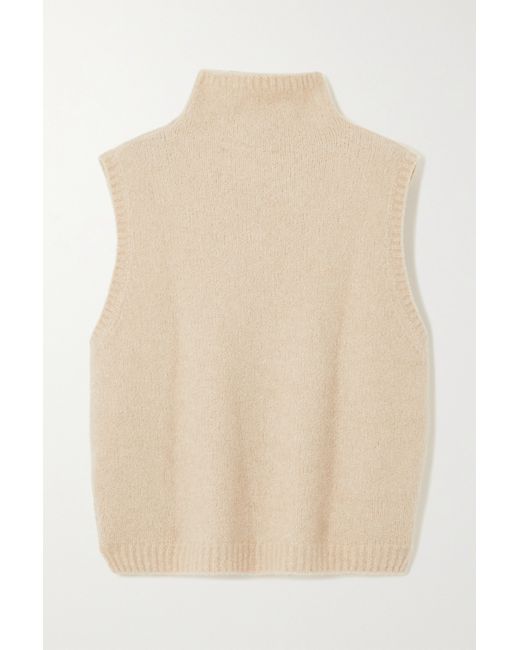 Lisa Yang Ember Bouclé-knit Cashmere Vest Sand