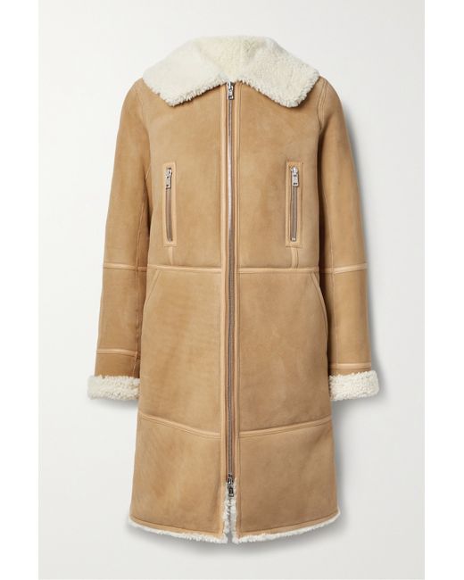 Yves Salomon Leather-trimmed Shearling Coat