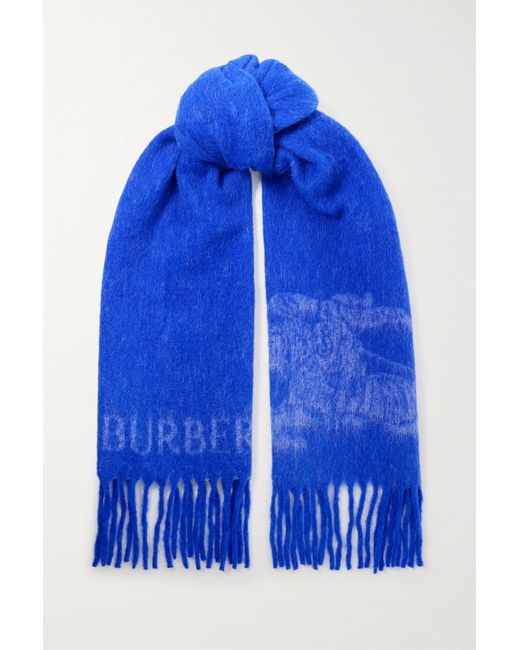 Burberry Fringed Jacquard-knit Scarf