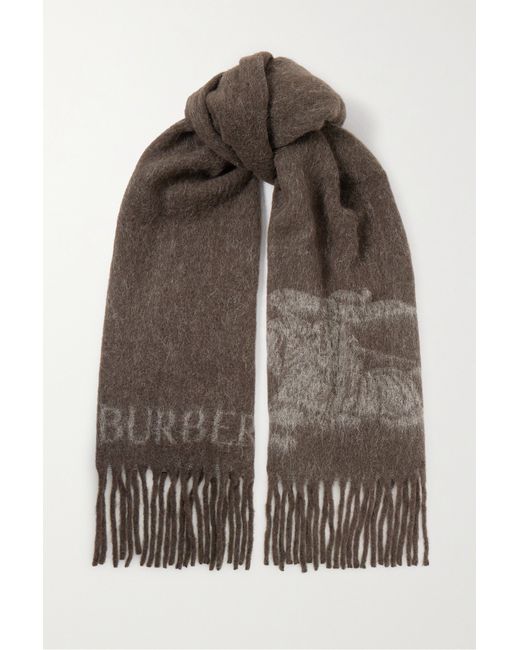 Burberry Fringed Jacquard-knit Scarf