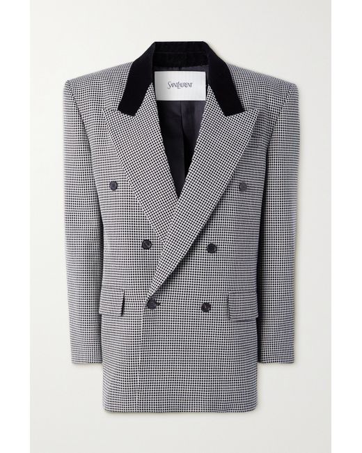 Saint Laurent Checked Double-breasted Wool Blazer