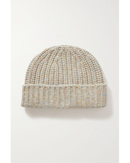 Johnstons of Elgin Ribbed Cashmere Beanie Neutral