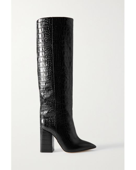 Paris Texas Anja Croc-effect Leather Knee Boots