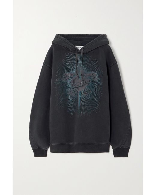 Jean Paul Gaultier Oversized Printed Embellished Cotton-jersey Hoodie