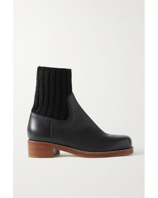 Gabriela Hearst Hobbes Ribbed Cashmere-trimmed Leather Chelsea Boots