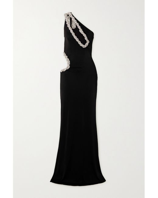 Stella McCartney Net Sustain One-shoulder Cutout Embellished Stretch-crepe Gown