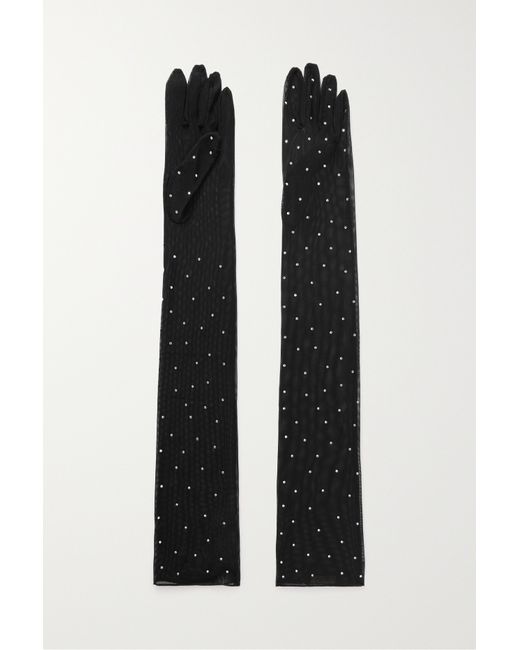 Oséree Gem Crystal-embellished Tulle Gloves
