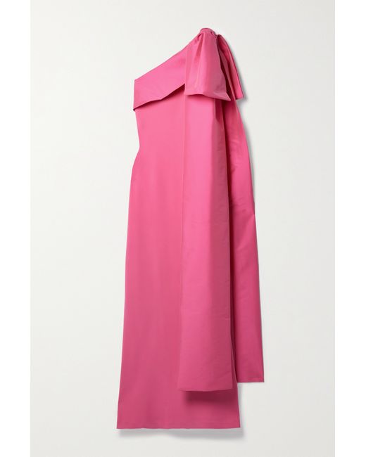 Bernadette Adrian One-shoulder Bow-detailed Crepe And Taffeta Gown