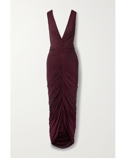 Ralph Lauren Collection Daemyn Crystal-embellished Ruched Stretch-jersey Gown