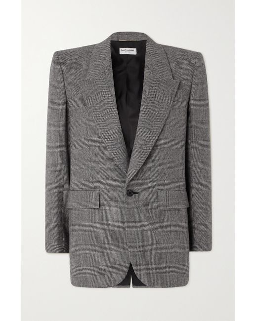 Saint Laurent Prince Of Wales Checked Wool Blazer