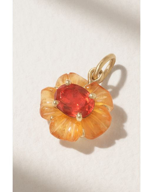 Irene Neuwirth Tropical Flower 18-karat Gold Fire Opal Pendant