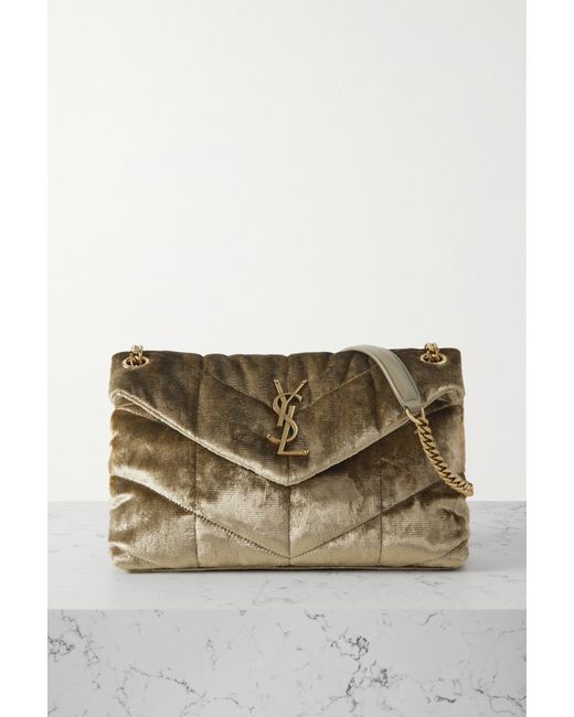 Saint Laurent Loulou Puffer Small Quilted Velour Shoulder Bag