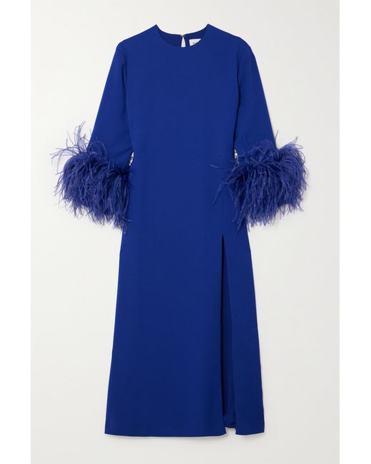 16Arlington Billie Feather-trimmed Twill Midi Dress