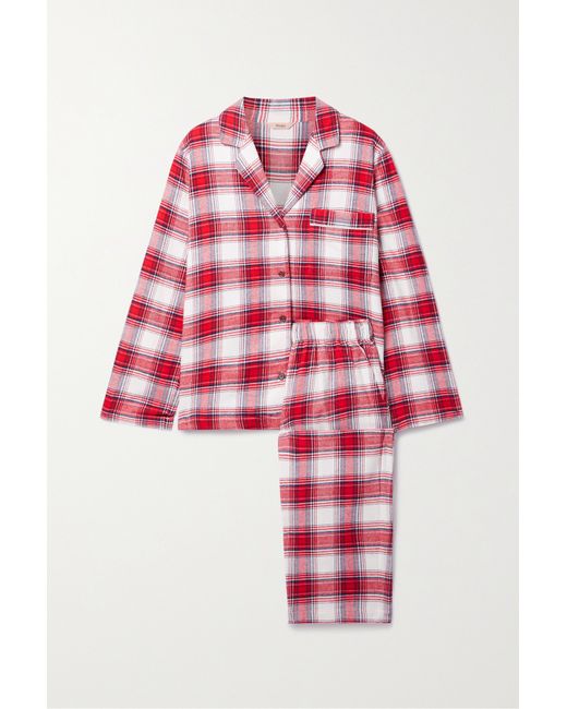 Eberjey Checked Cotton-flannel Pajama Set