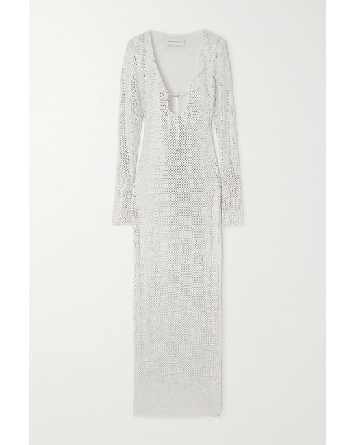16Arlington Solaria Crystal-embellished Mesh Maxi Dress