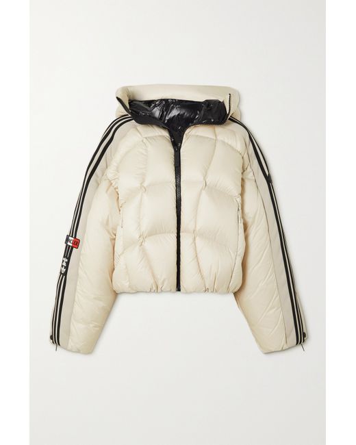Moncler Genius Adidas Originals Cropped Hooded Striped Quilted Shell Down Jacket