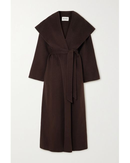 Tove Zinnia Belted Wool-blend Felt Coat Dark