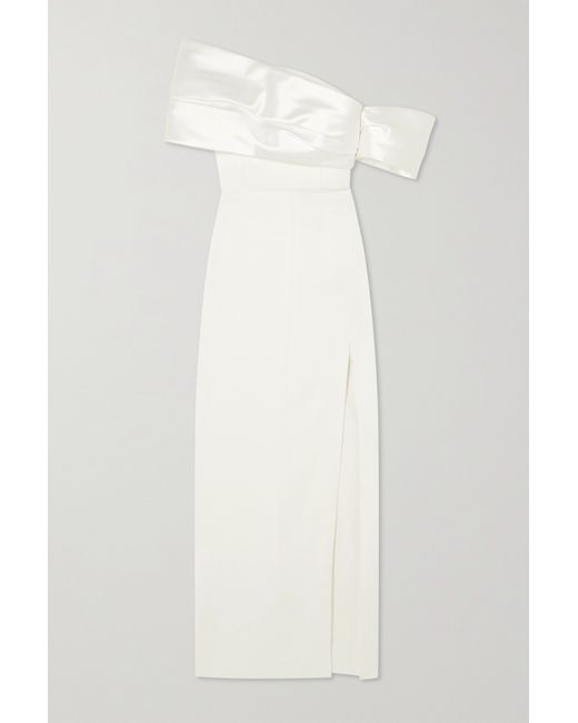Solace London Alexis Off-the-shoulder Crepe And Satin-twill Gown
