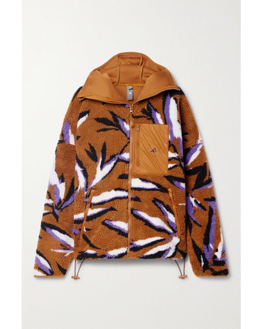 Adidas by Stella McCartney Hooded Shell-trimmed Recycled Fleece-jacquard Jacket