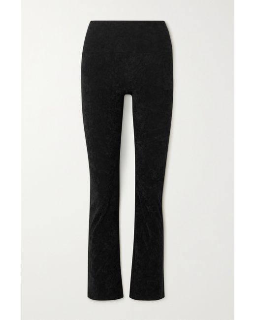 James Perse Cropped Stretch Crushed-velvet Flared Leggings