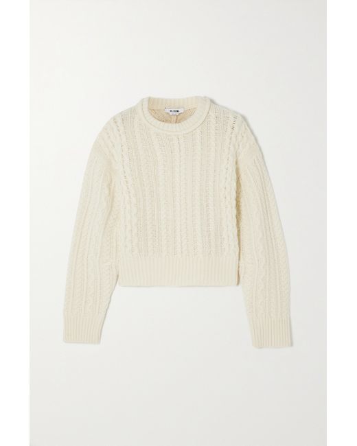 Re/Done Cable-knit Wool Sweater