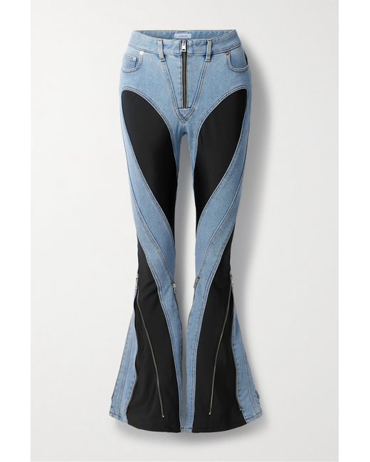 Mugler Stretch Jersey-paneled High-rise Flared Jeans
