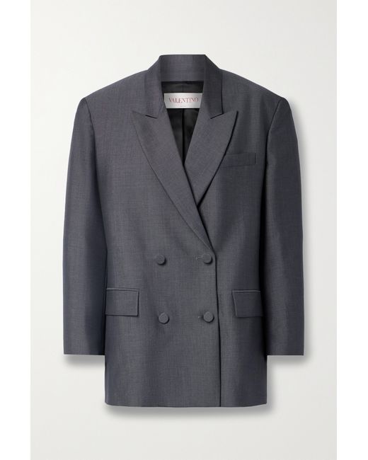 Valentino Garavani Double-breasted Mohair And Wool-blend Blazer