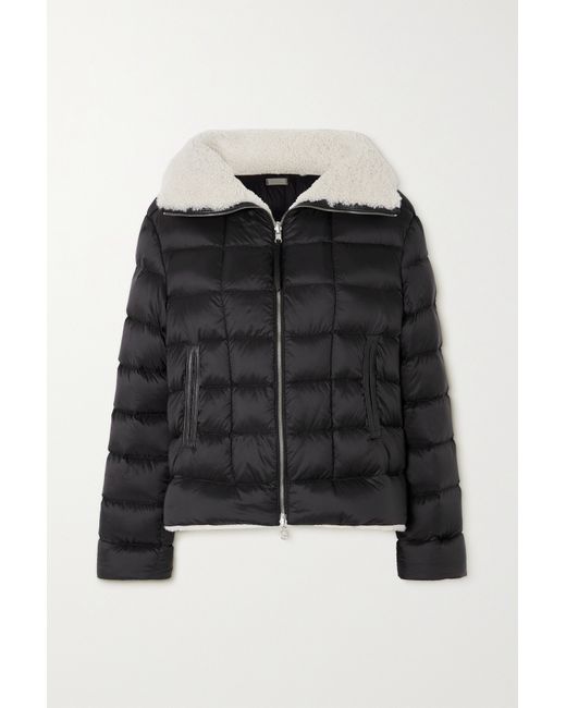 Utzon Jo Convertible Shearling And Leather-trimmed Quilted Shell Down Jacket