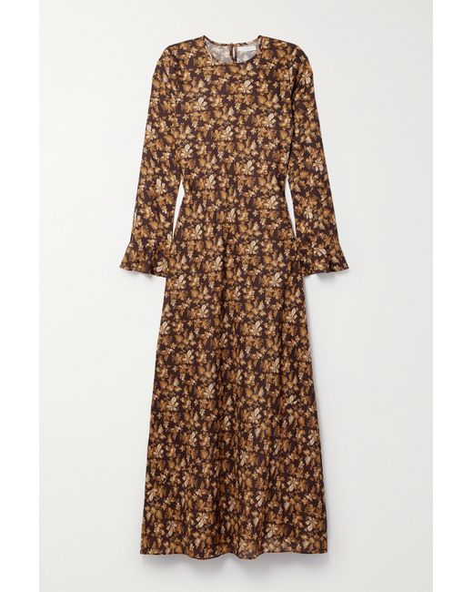 Dôen Amande Printed Cotton-voile Maxi Dress