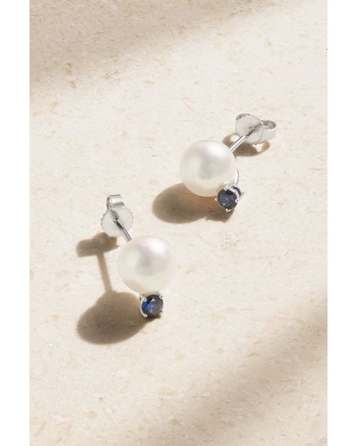 Mikimoto 18-karat Gold Pearl And Sapphire Earrings