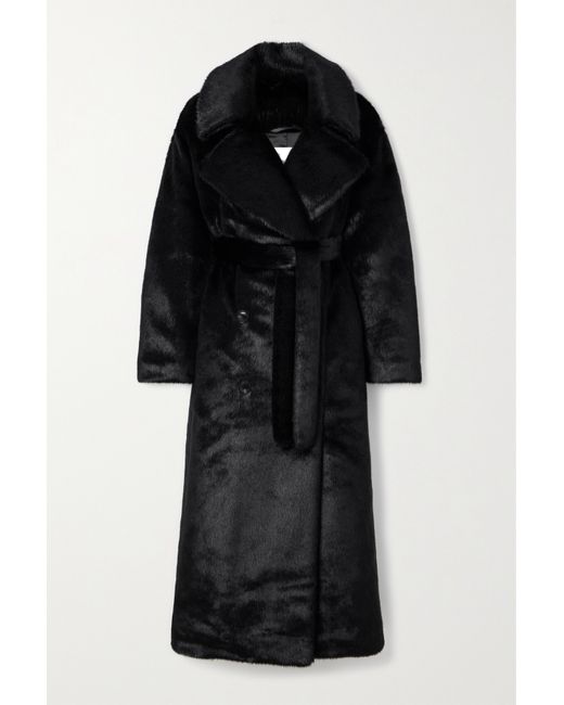 The Frankie Shop Joni Belted Double-breasted Faux Fur Coat