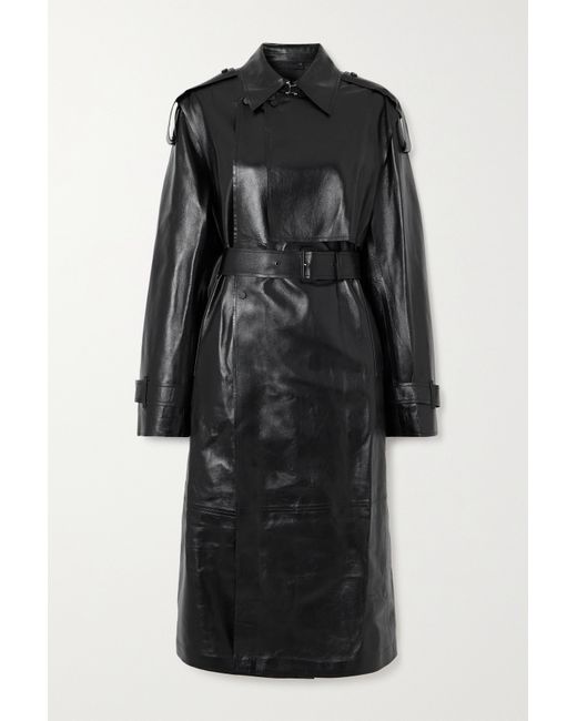 Mackage Adriana Double-breasted Belted Leather Trench Coat