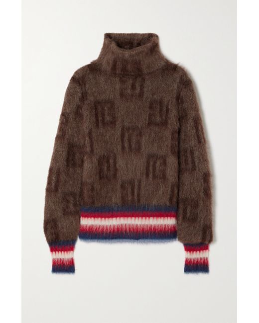 Balmain Mohair-blend Jacquard Turtleneck Sweater