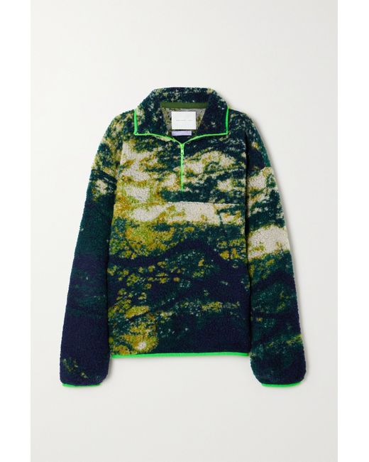 Conner Ives Printed Fleece Half-zip Sweater