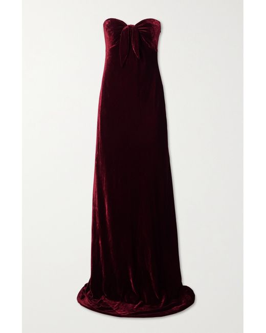 Ralph Lauren Collection Niles Strapless Bow-embellished Velvet Gown