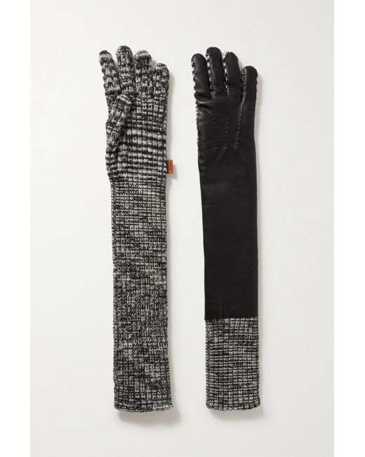Missoni Ribbed Wool And Leather Gloves