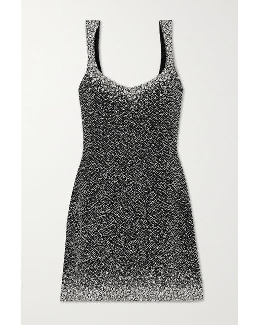 Clio Peppiatt Embellished Stretch-mesh Mini Dress