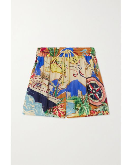 Zimmermann Alight Printed Silk-satin Shorts