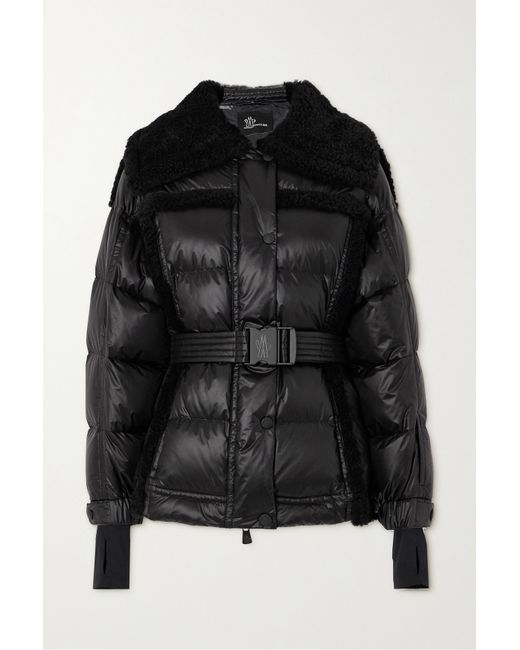 Moncler Grenoble Biollay Belted Shearling-trimmed Quilted Padded Down Ski Jacket