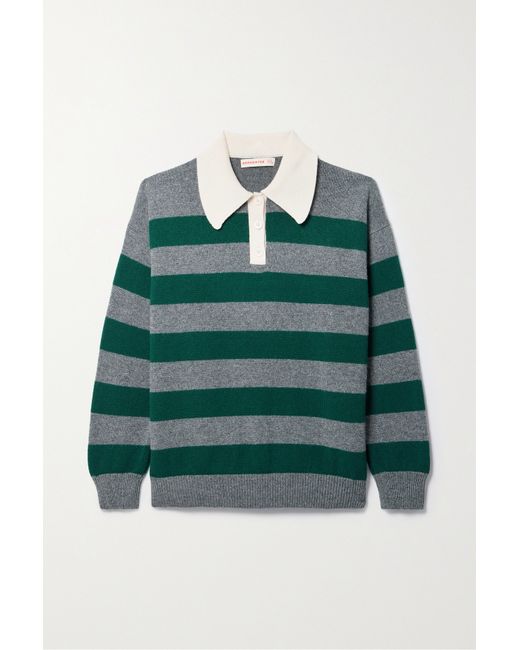 Daughter Net Sustain Edith Striped Wool Polo Sweater