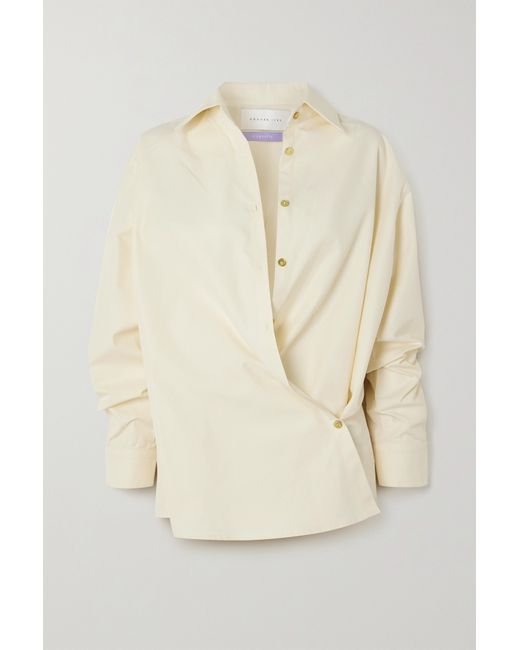 Conner Ives Wrap-effect Cotton Anf Lyocell-blend Poplin Shirt
