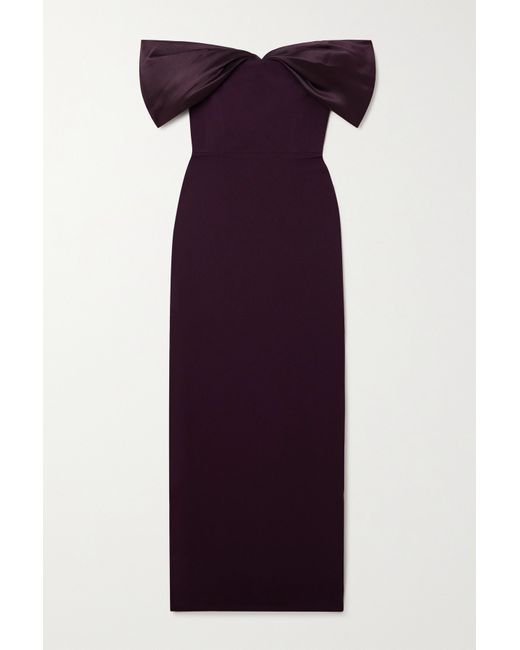 Solace London Dakota Off-the-shoulder Crepe And Satin-twill Gown