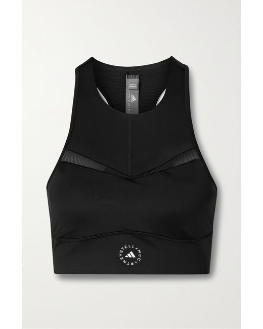 Adidas by Stella McCartney Truepurpose Mesh-trimmed Printed Stretch Recycled Sports Bra